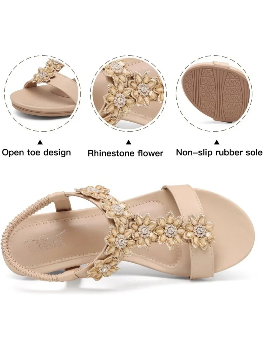 Women's Nude Wedge Sandals Summer Platform Comfortable Low Wedges Shoes
